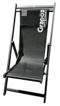 Aluminium-Liegestuhl Grapos, Rahmenfarbe graphit, Bezug schwarz mit weißem Druck